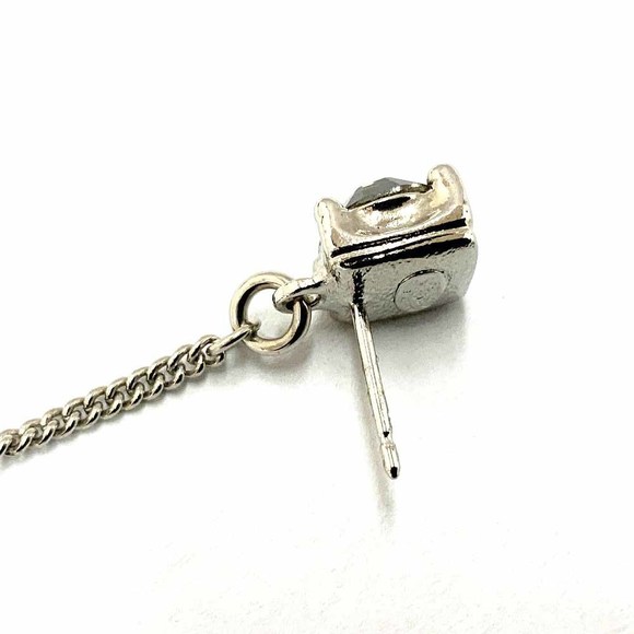 Chanel Rhinestone Earrings 9cm x 2 Metal Rhinestones Coco Mark Silver - Picture 6 of 10